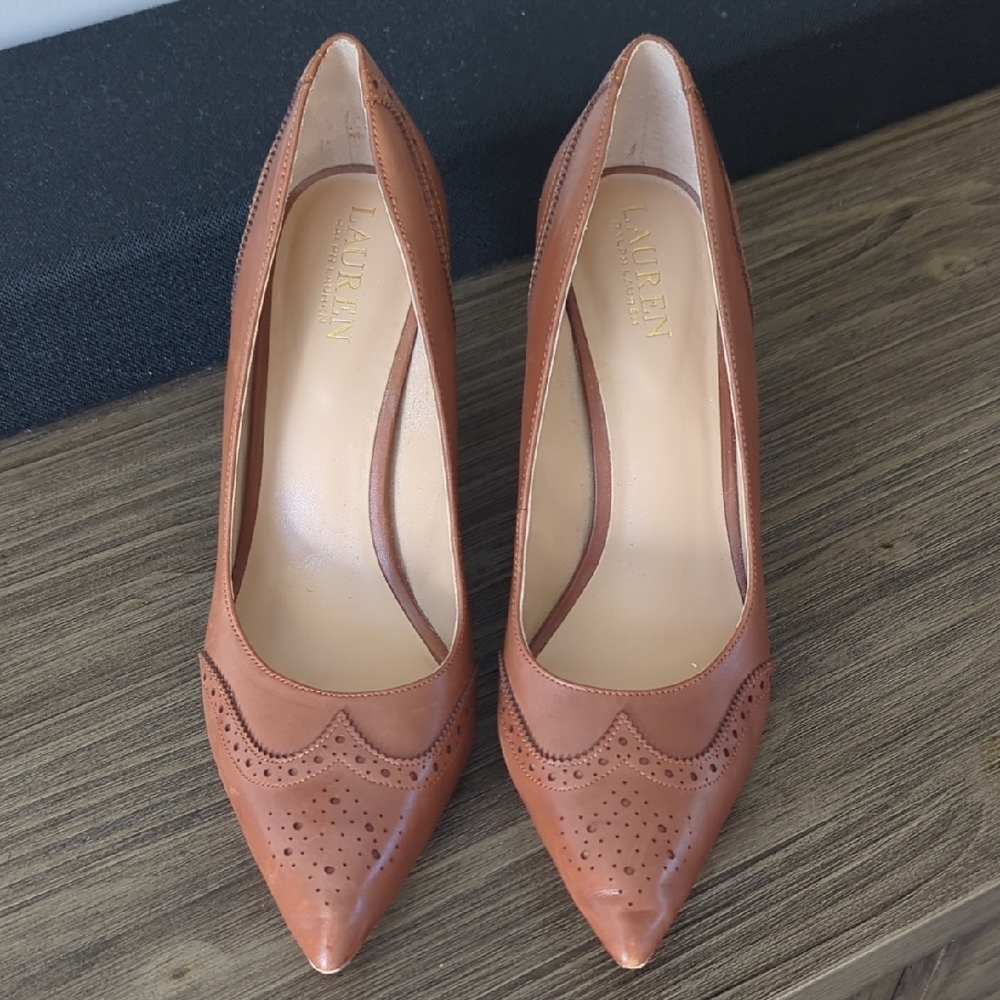 Ralph Lauren Tan Leather Heels